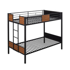 Bellemave® Modern Metal Bunk Bed with Safety Rail and Built-In Ladder