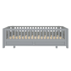 Bellemave® Queen Floor Bed or Twin XL Montessori Floor beds for Kids, Twin XL Can Be Converted into a Queen Platform Bed, Gray Bellemave®