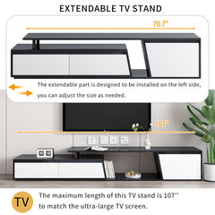 Bellemave® Modern Minimalist Rectangle Extendable TV Stand with 2 Drawers and 1 Cabinet