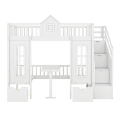 Bellemave® Fun Castle Shaped Bunk Bed Turn into Upper Bed and Down Desk