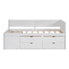 Bellemave® Wooden Daybed with Drawers and Shelves