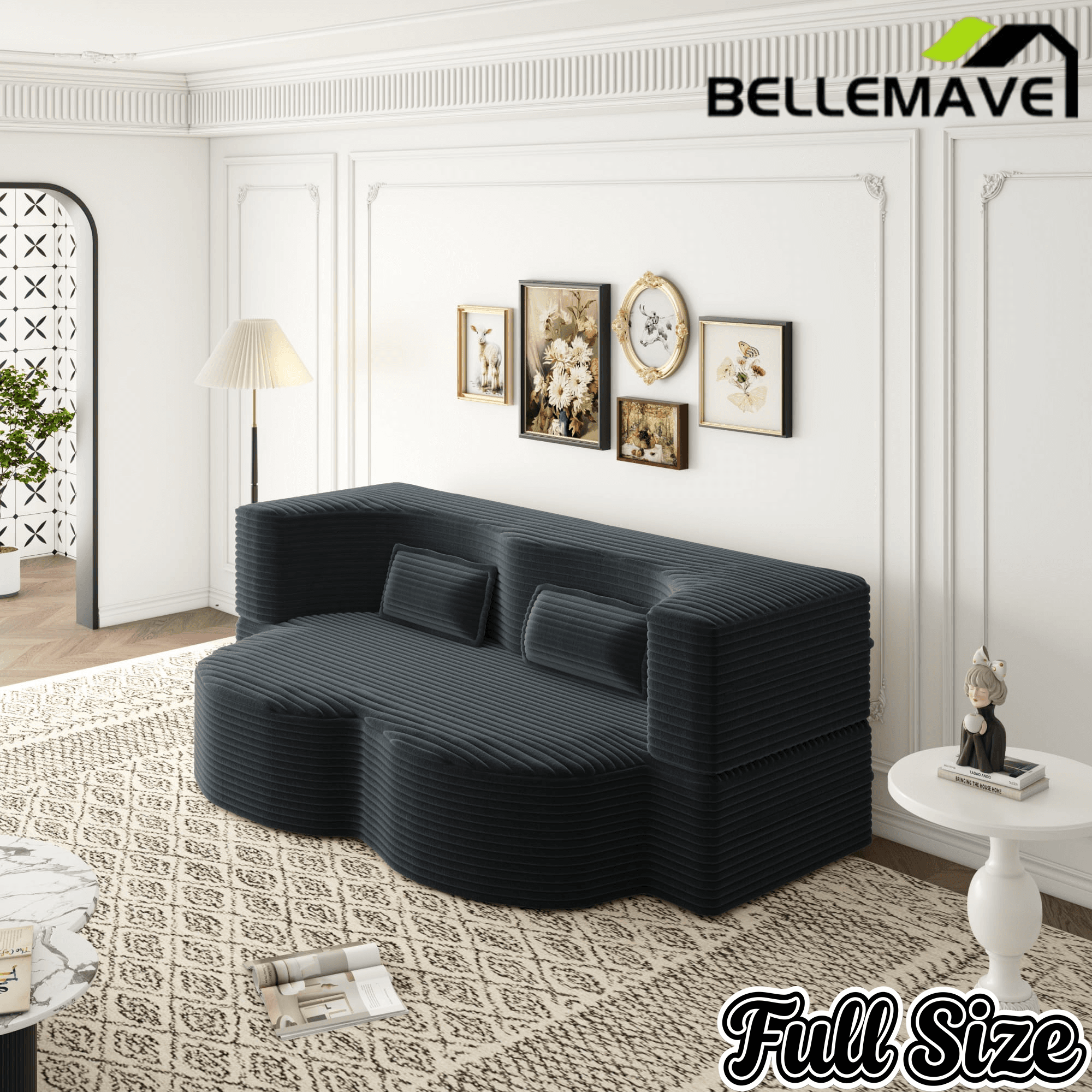 Bellemave® Folding Foam Sofa Bed,15" Full Size Floor Couch,Convertible Sleeper Futon Loveseat Couch for Living Room, Guest Use, Office, Apartmen Bellemave®