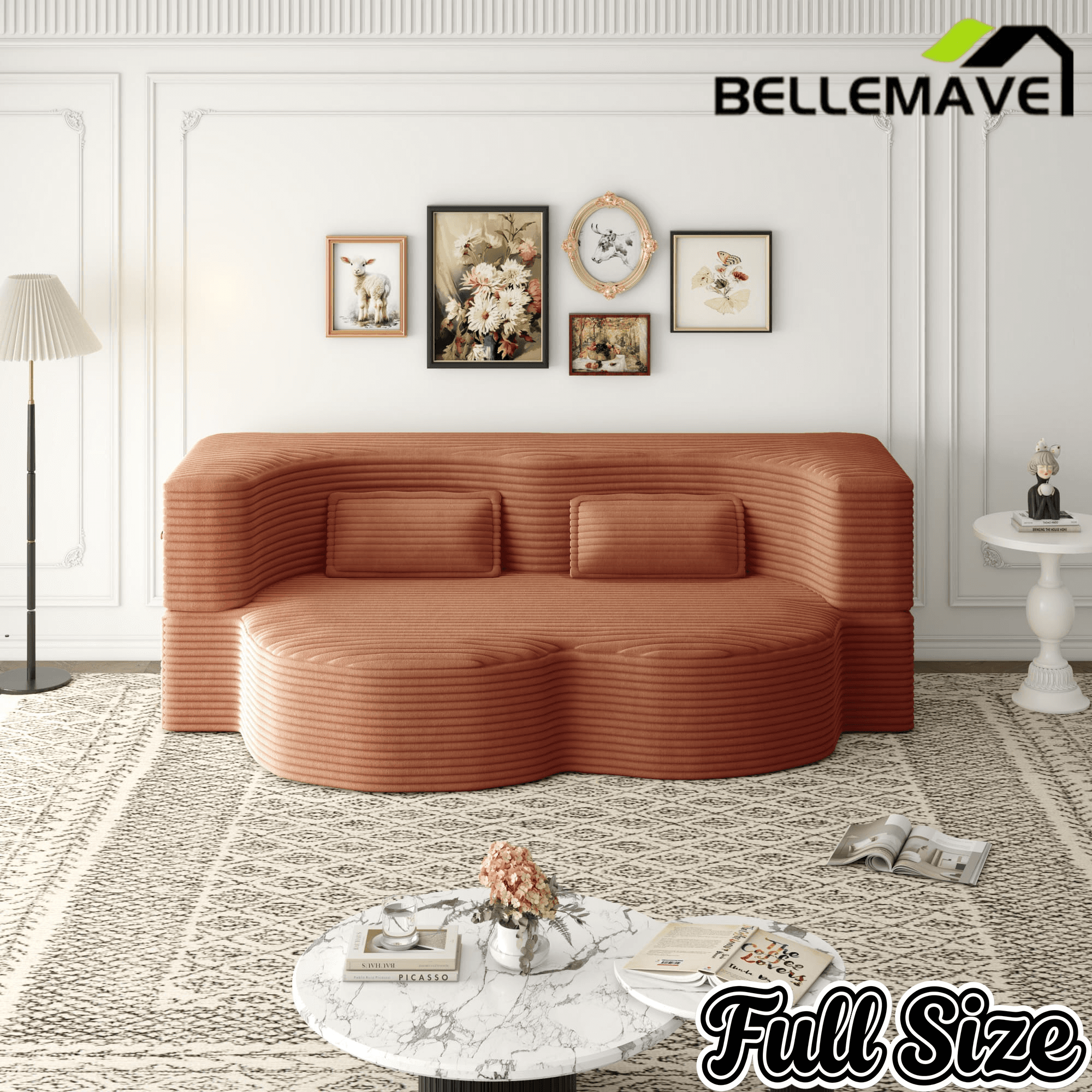 Bellemave® Folding Foam Sofa Bed,15" Full Size Floor Couch,Convertible Sleeper Futon Loveseat Couch for Living Room, Guest Use, Office, Apartmen Bellemave®