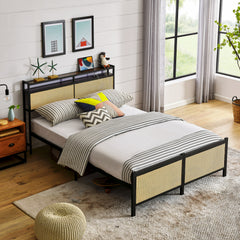 Bellemave® Metal Platform Bed with LED light