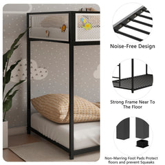 Bellemave® Twin Size Bunk Bed with Mesh Guard Rail