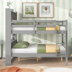 Bellemave® Bunk Bed with Bookcase Headboard