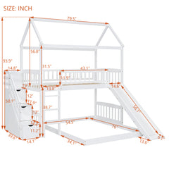 Bellemave® Twin Size House Bunk Bed with Two Drawers and Slide