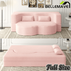 Bellemave® Folding Foam Sofa Bed,15" Full Size Floor Couch,Convertible Sleeper Futon Loveseat Couch for Living Room, Guest Use, Office, Apartmen Bellemave®