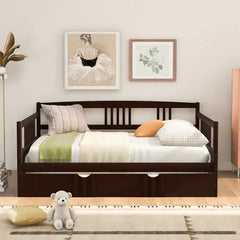 Bellemave® Wood Daybed Bed with Trundle