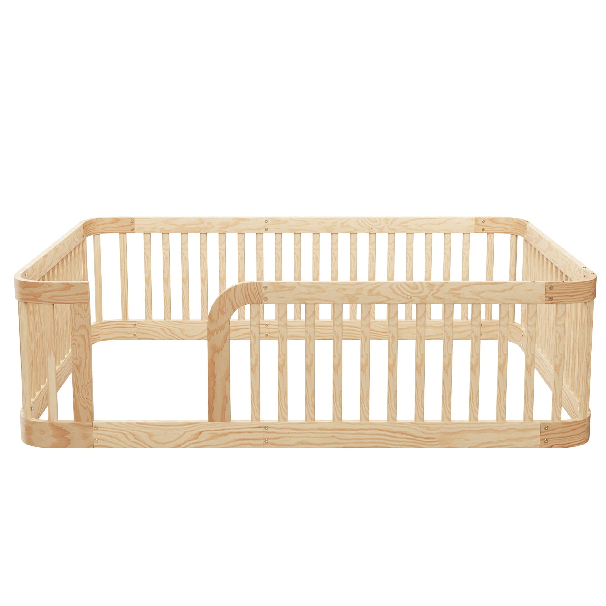Bellemave® Twin Size Wood Montessori Floor Bed with Fence Bellemave®