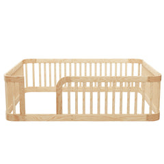 Bellemave® Twin Size Wood Montessori Floor Bed with Fence Bellemave®