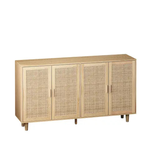 Bellemave 62.20"Elegant and Functional 4-Door Rattan Decorative Storage Cabinet Bellemave