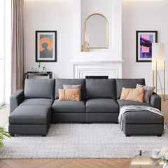 Bellemave 130.7" 3 Pieces U shaped Sofa with Removable Ottomans Bellemave