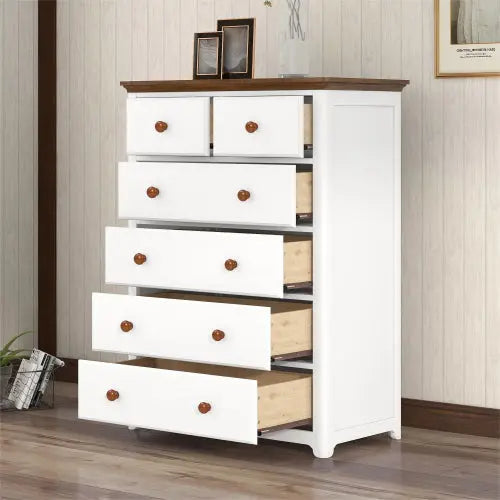 Bellemave Rustic Wooden Chest with 6 Drawers Bellemave