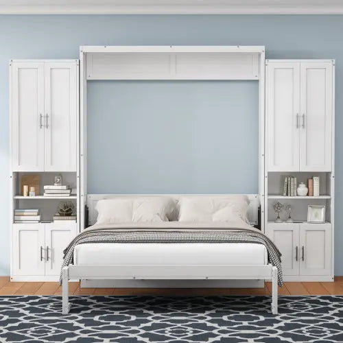 Bellemave® Queen Size Murphy Bed, 68-inch Cabinet Bed Folding Wall Bed with Desk Bellemave®