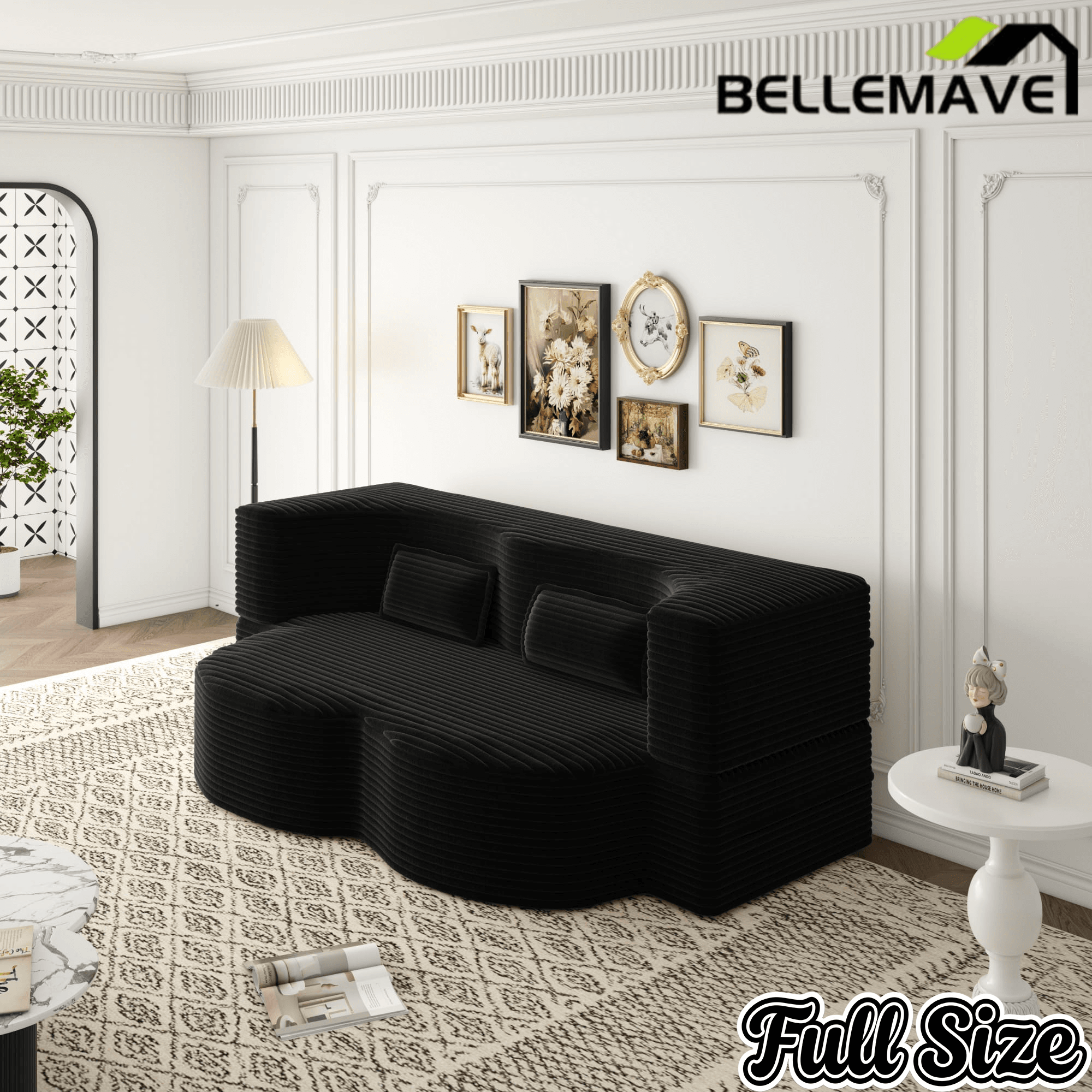Bellemave® Folding Foam Sofa Bed,15" Full Size Floor Couch,Convertible Sleeper Futon Loveseat Couch for Living Room, Guest Use, Office, Apartmen Bellemave®