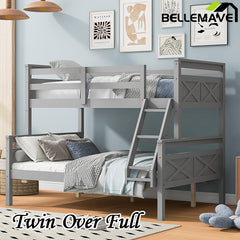 Bellemave® Twin over Full Bunk Bed with ladder, Safety Guardrail