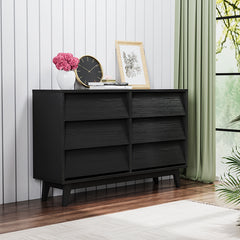 Bellemave® 6 Drawer Double Dresser Features Vintage-style and Bevel Design