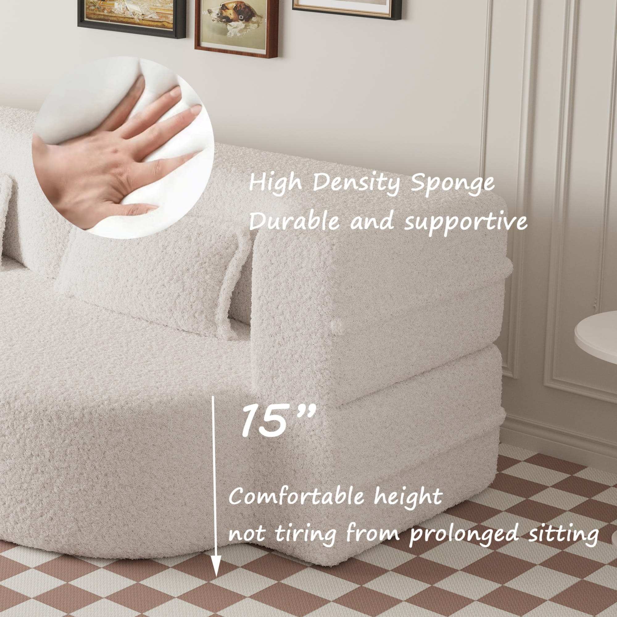 Bellemave® Folding Foam Sofa Bed,15" Full Size Floor Couch,Convertible Sleeper Futon Loveseat Couch for Living Room, Guest Use, Office, Apartmen Bellemave®