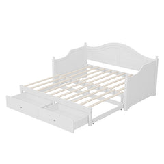 Bellemave® Twin Size Wood Daybed with Extended Pop Up Trundle and Storage Drawers