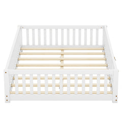 Bellemave® Full Size Montessori Floor Bed with Safety Guardrails and Door