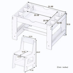 Bellemave® Kids 2 in 1 Play Table & 2 Chairs Set,with 7 Storage Compartments