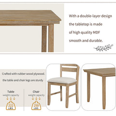 Bellemave® 6-Piece Rustic Wood Dining Set, Dining Room Table and Chairs with Bench