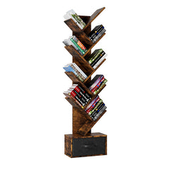 Bellemave® 9 Tier Tree Bookshelf with Drawer