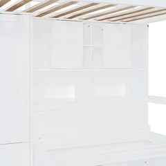 Bellemave® Twin Size Bunk Bed with Drawers, Wardrobe, Storage Shelves and Hydraulic