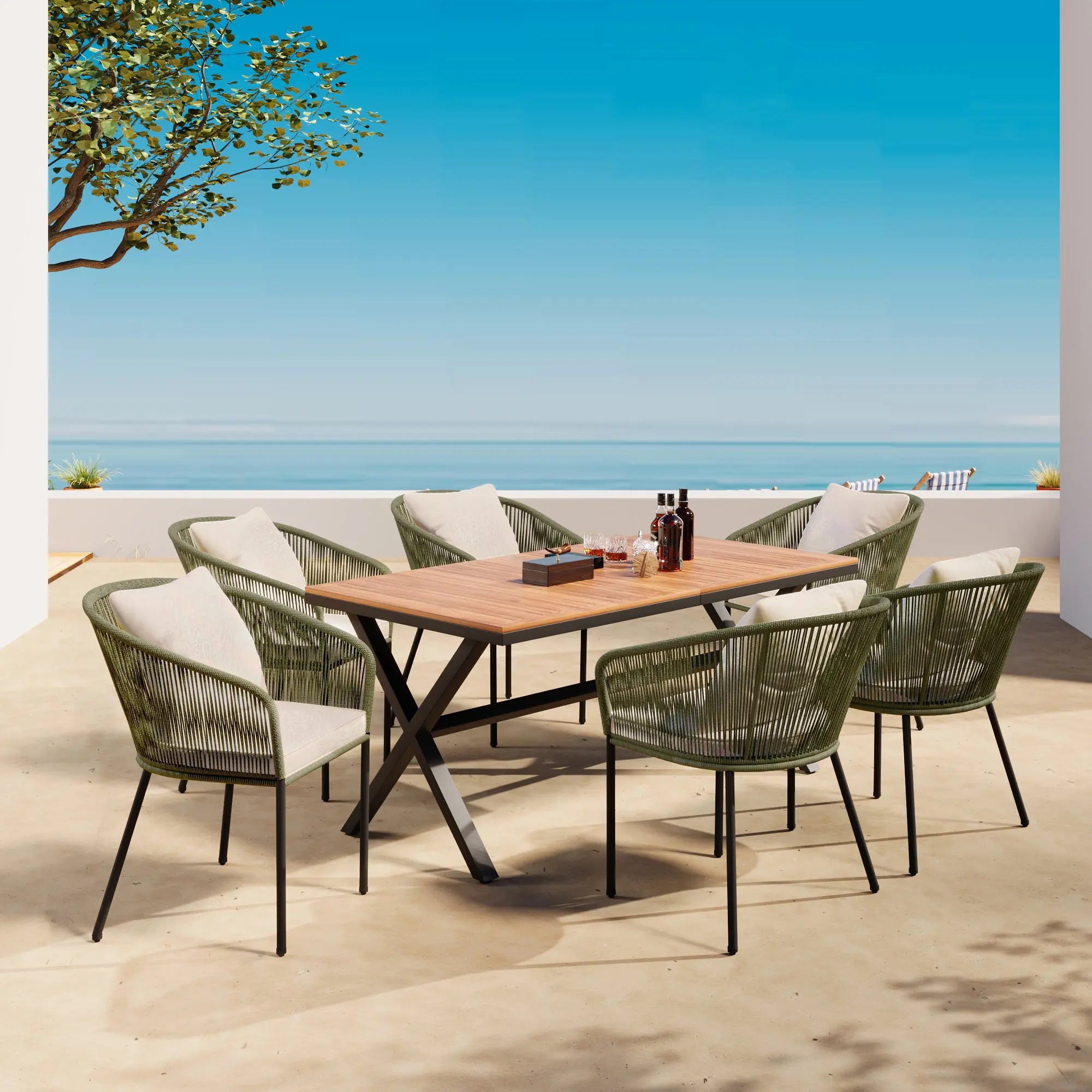 Bellemave® 7-Pieces Patio Dining Set with Metal Frame Dining Table and Chairs Bellemave®