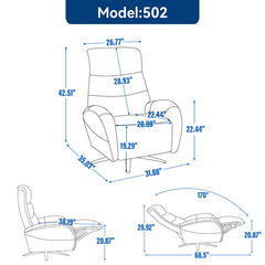 Bellemave® Dual Motor 270° Swivel Power Recliner Chair With Heavy Duty Motion Mechanism, USB and Type-C Charging Ports.