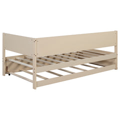 Bellemave® Twin Size Wood Daybed with Trundle and Guardrail