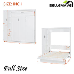 Bellemave® Murphy Bed Wall Bed with Shelves, Drawers and LED Lights