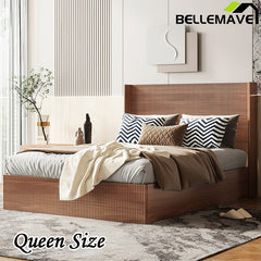 Bellemave® Queen Size Large Grooved Undulating Lift Storage Platform Bed