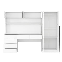 Bellemave® 2 Door Wooden Storage Desk Wardrobe for Bedroom with Shelves and 8 Drawers