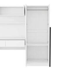 Bellemave® 2 Door Wooden Storage Desk Wardrobe for Bedroom with Shelves and 8 Drawers