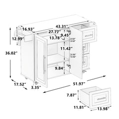 Bellemave® Kitchen Island Cart with 2 Door Cabinet and Three Drawers,43.31 Inch Width with Spice Rack,Towel Rack