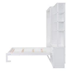 Bellemave® Full Size Murphy Bed with Multiple Storage Shelves and A Cabinet