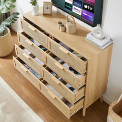 Bellemave® 8 Double Dresser with Rattan Drawers