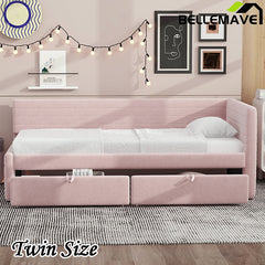 Bellemave® Twin Size Upholstered Daybed with 2 Drawers