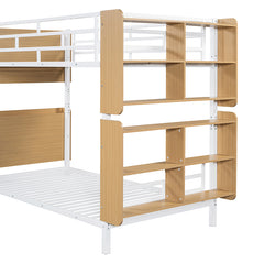 Bellemave® Metal Bunk Bed with Ladder and Full-Length Guardrail, Storage Space(Convertible)