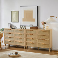 Bellemave® 8 Double Dresser with Rattan Drawers