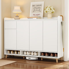 Bellemave® Sleek and Contemporary Shoe Cabinet with Adjustable Shelves and Solid Wood Legs