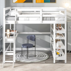 Bellemave® Loft Bed with Desk,Ladder and Shelve