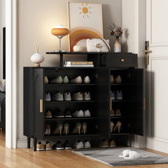 Bellemave® Elegant Shoe Cabinet with Adjustable Shelves and Solid Wood Legs