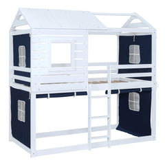 Bellemave® Wood House Bunk Bed with Tent Bellemave®