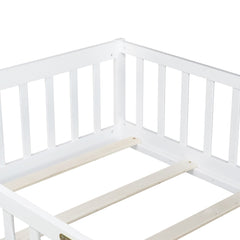 Bellemave® Twin Size Montessori Floor Bed for Kids,Twin Floor Bed Frame with Slats,Solid Wood Twin Bed Frame for Girls Boys,Grey Bellemave®