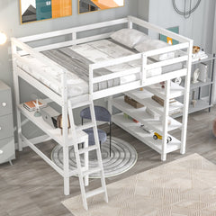 Bellemave® Loft Bed with Desk,Ladder and Shelve