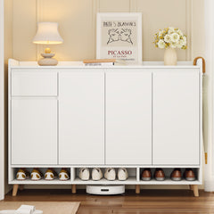 Bellemave® Sleek and Contemporary Shoe Cabinet with Adjustable Shelves and Solid Wood Legs