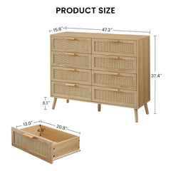 Bellemave® 8 Double Dresser with Rattan Drawers